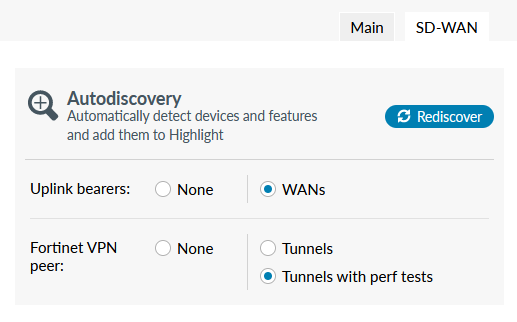 SD-WAN Tab Fortinet