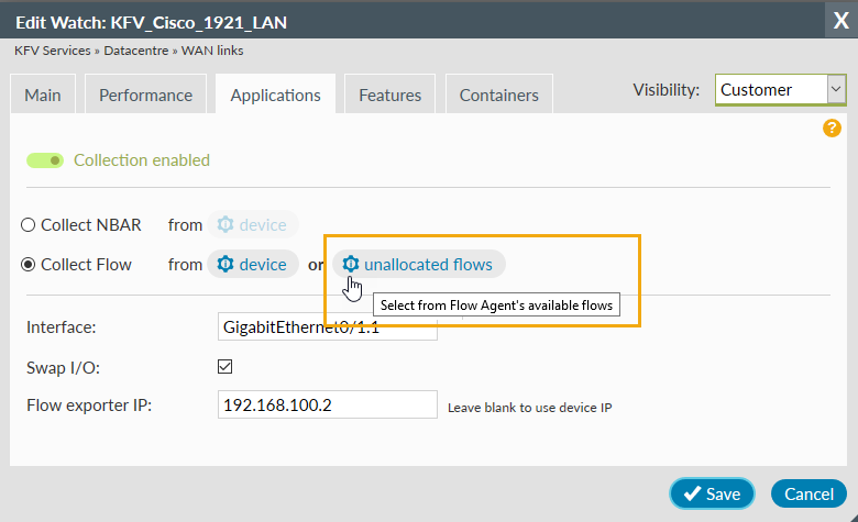 Unallocated flows button