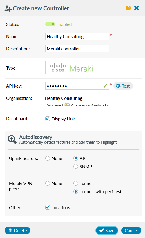 Meraki controller